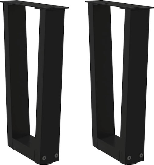 vidaXL Metallic Furniture Leg 2 Pieces Suitable for Table / Coffee Table / Office 38x42cm Black