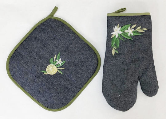 F&L Ofenhandschuh und Topflappen-Set Stoff in Gelb Farbe 1Stück