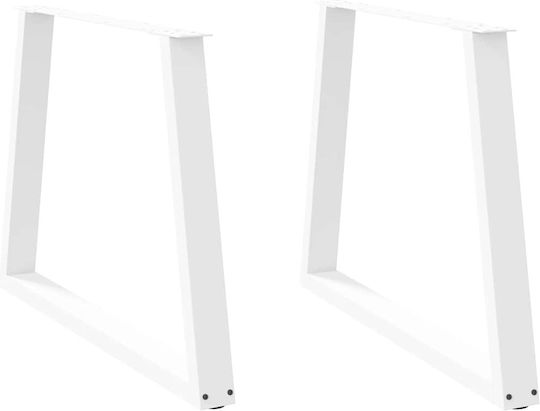 vidaXL Metallic Furniture Legs 2 Pieces Suitable for Table / Coffee Table / Office 100x72cm White