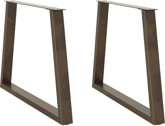 vidaXL Metallic Furniture Leg 2 Pieces Suitable for Table / Coffee Table / Office 100x72cm Brown