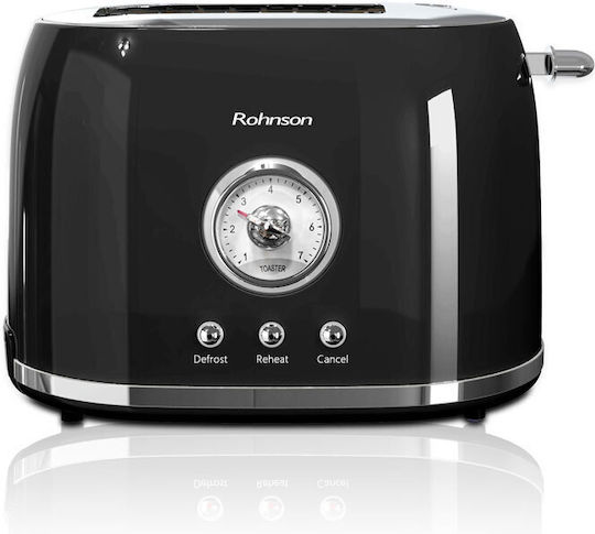Rohnson Nostalgia Φρυγανιέρα 2 Θέσεων 800W Μαύρη