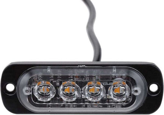LED-Stroboskop-Volumen 12/24V 4 LED – Rot – Weißes Licht 9 Funktionen