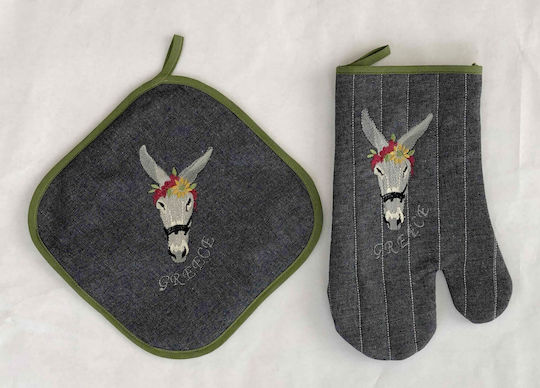 F&L Ofenhandschuh und Topflappen-Set Stoff in Gray Farbe 1Stück