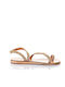 Leder Flache Sandalen für Damen mit Riemen Gold Raffia