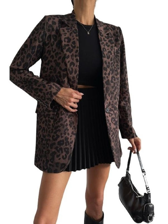 Long Women's Blazer Animal Print