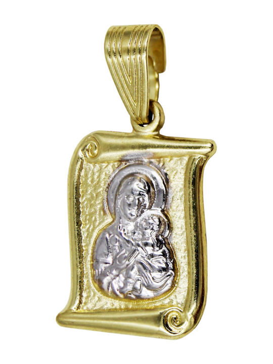 Roloi Kaliamanis Anhänger Kinder Amulett Beidseitig Konstantinato aus Weißgold 14K PM1234