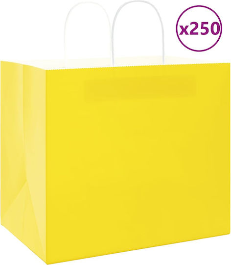 vidaXL Χάρτινη Τσάντα για Δώρο Κίτρινη 32x28x22εκ. 250τμχ