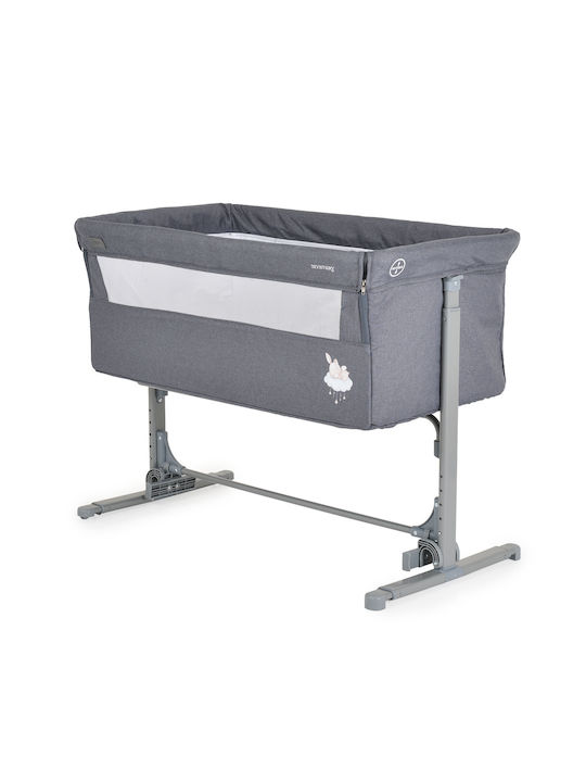 Moni Cradle with Mattress, Side Opening, and Wheels Gray