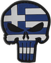 Punisher Greek Flag PVC Patch Blue White