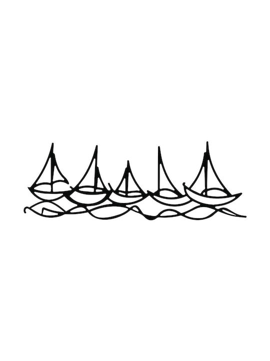 Wallity Decorațiune Siluetă Ships In Water Neagră Din Metal 68x24cm