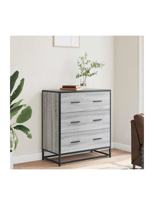 Συρταριέρα Κρεβατοκάμαρας mit 3 Schubladen Grey Sonoma 68x35x76cm