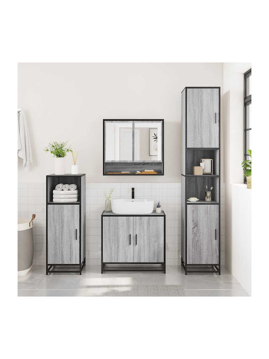 vidaXL Oglindă de Baie cu Dulap 65x20cm Gri