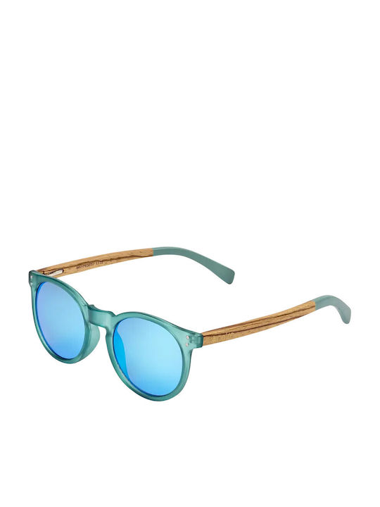Cairn Unisex Sunglasses with Green Frame and Turquoise Mirror Lens WHYPE-50TU
