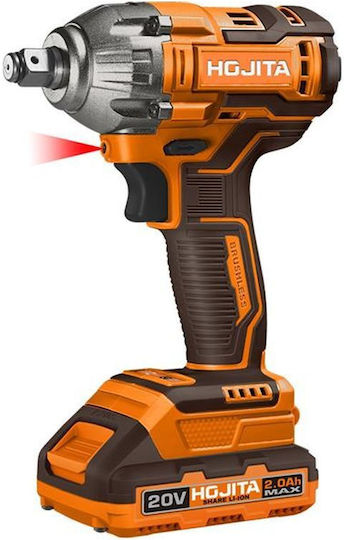 Hojita 601008.0000 Brushless Impact Wrench Battery 20V 2x2Ah with Socket 1/2"