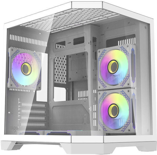 Darkflash FT350 Gaming Mini Tower Computer Case with Side Window and RGB Lighting White