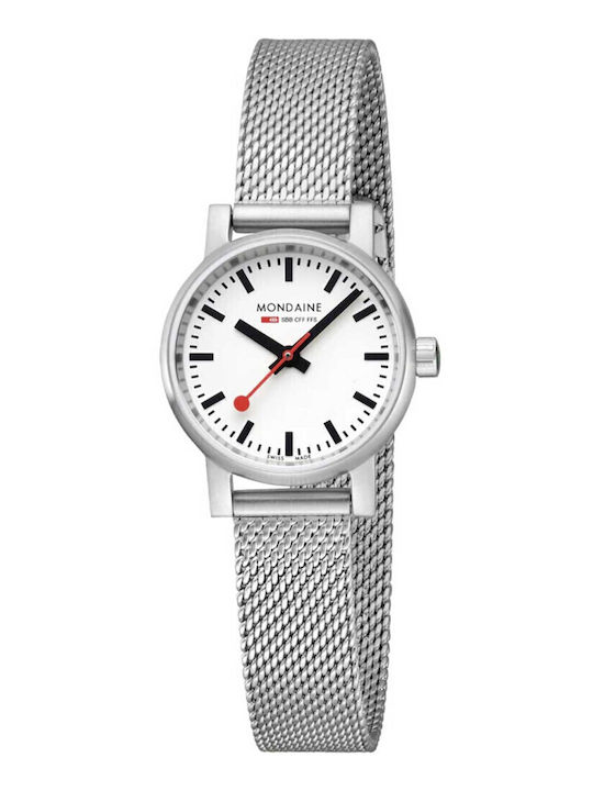 Mondaine Γυναικείο Ρολόι 26mm Μπαταρίας με Ασημί Μεταλλικό Μπρασελέ