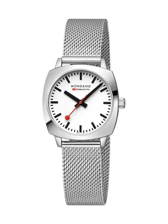 Mondaine Γυναικείο Ρολόι 31mm Μπαταρίας με Ασημί Μεταλλικό Μπρασελέ