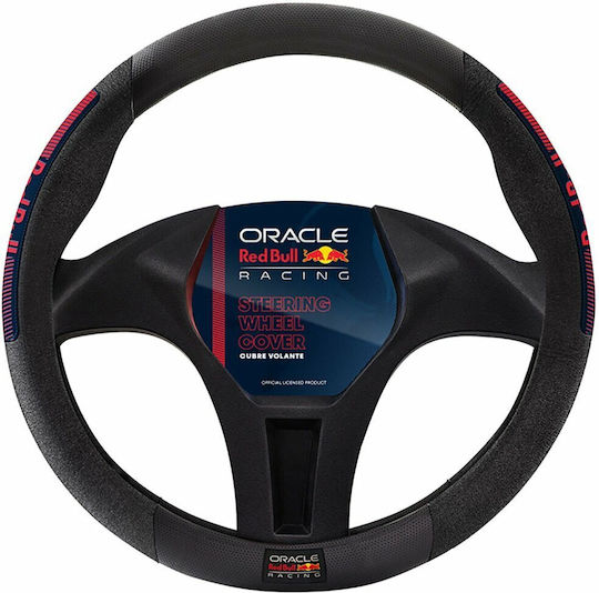 Oracle Red Bull Racing Κάλυμμα Τιμονιού Αυτοκινήτου με Διάμετρο 37εκ. Δερμάτινο Μαύρο με Κόκκινη Ραφή