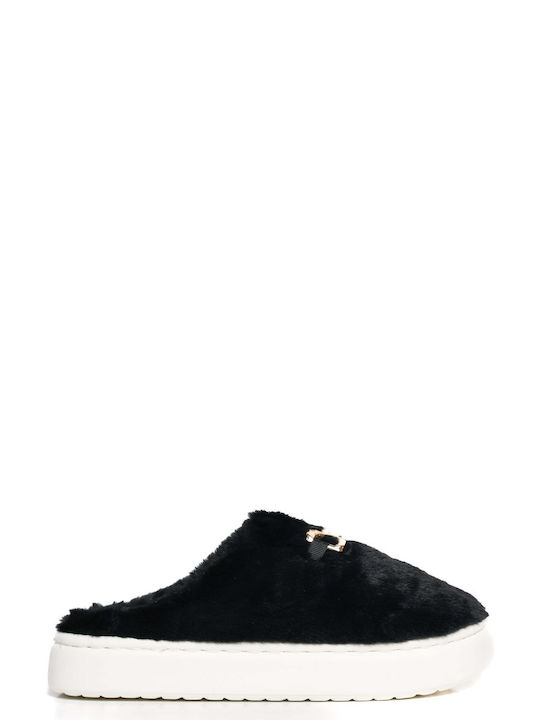 Black House Slippers with Gold Detail