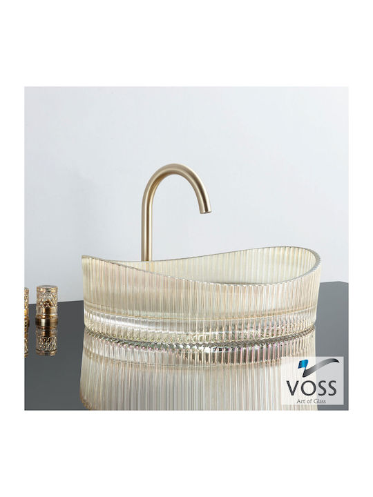 Voss Επικαθήμενος Νιπτήρας Γυάλινος 50x37.5x14cm Glass Gold