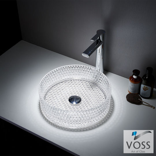 Voss Επικαθήμενος Νιπτήρας Γυάλινος 40x40cm Glass Clear