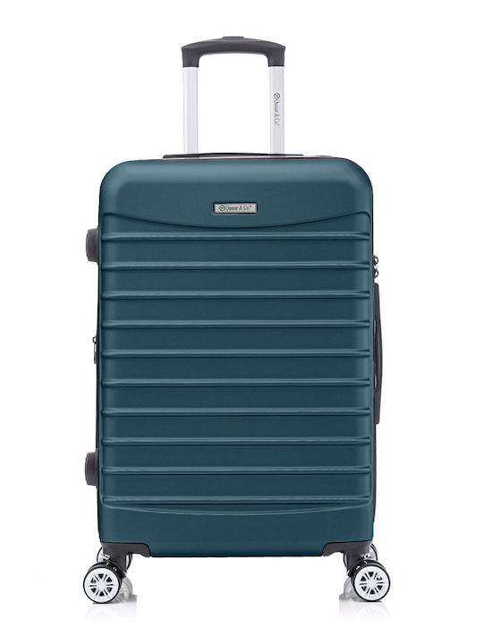 Quasar Model Line Μεγάλη Βαλίτσα Ταξιδίου Σκληρή Petrol Blue με 4 Ρόδες Ύψους 77εκ.