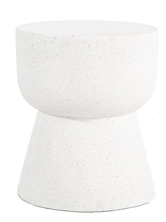 Rieti Terazzo White Round Stool 37x37x48