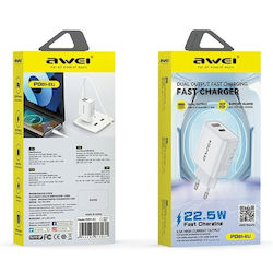 Awei Pd81-eu Wandladegerät 22,5W GaN Weiß