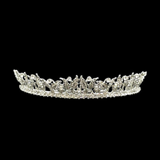 Булчинска тиара с кристали сребърна Cleo Tiara Ba0987 за коса Hrd-ba0987