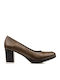 Leather Khaki Medium Heels