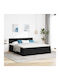 Double Bed Upholstered with Fabric Black with Slats & Mattress 160x200cm 3311638