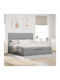 Double Upholstered Fabric Bed Light Grey with Slats & Mattress 160x200cm 3313334