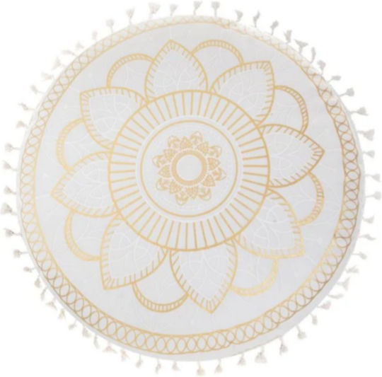 Zierkissen Sofa-Kissen Rund Mandala Fransen 40cm