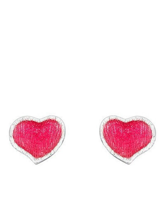 Heart Stud Earrings Fuchsia