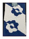 Bath Mat 50x80 100% Cotton Blue-White Flower