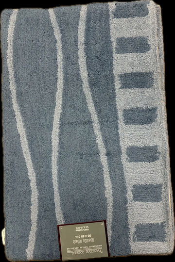 Covoraș de baie 50x80 100% bumbac cu dungi bleu deschis