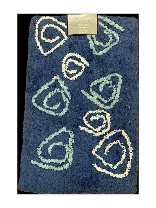Bath Mat 50x80 100% Cotton Blue Spiral