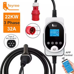 Feyree Master EV-M8 Tragbar Dreiphasig Elektroauto-Ladestation 22kW mit Integriertes Kabel Typ 2