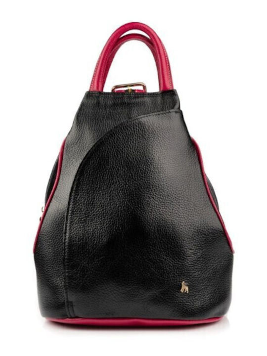 Boxer Leder Damentasche Rucksack Schwarz