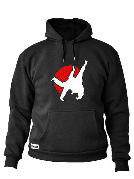 FightFlix Kids Sweatshirt with Hood and Pockets Black