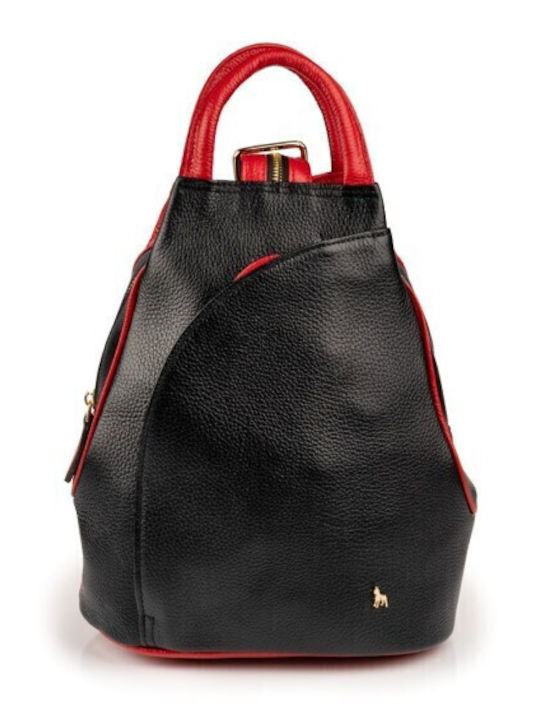 Boxer Leder Damentasche Rucksack Schwarz