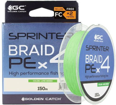 Νημα Golden Catch Braided Line Sprinter Pe X4 150m Lime Green #1.2pe 0.185mm