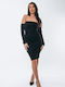 Summer Mini Evening Strapless Dress Black Silver