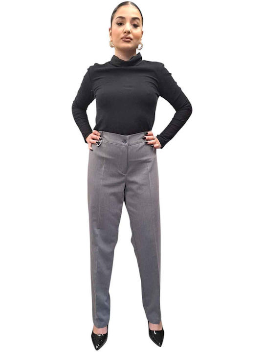 Remix Women's Fabric Trousers Loose Fit Gray
