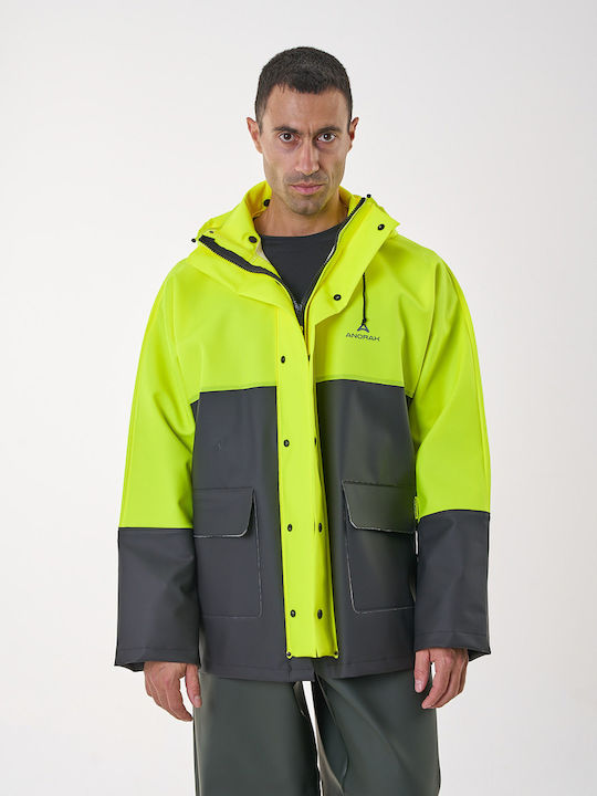 Anorak Waterproof Jacket Hooded Two-tone Highwa...