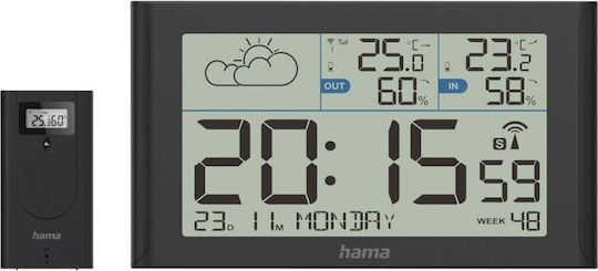 Hama Wetterstation Sylt Mit Außensensor Funk Schwarz 222216