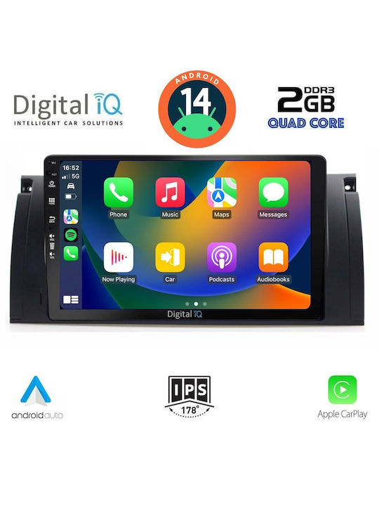 Digital IQ Car Audio System for BMW Series 5 (E39) / X5 (E53) 1997-2005 (Bluetooth/USB/AUX/WiFi/GPS/Apple-Carplay/Android-Auto) with Touch Screen 9"