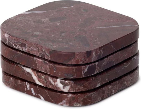 Design Is This Στρογγυλό Σουβέρ Πέτρινο Κόκκινο 10cm 4τμχ