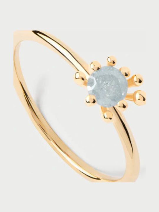 P D Paola Ring with Zircon made of Silver Gold Plated
