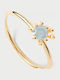 P D Paola Ring with Zircon made of Silver Gold Plated